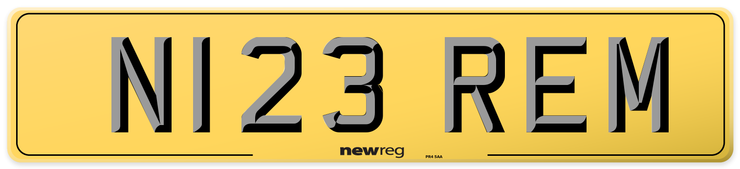 N123 REM Rear Number Plate