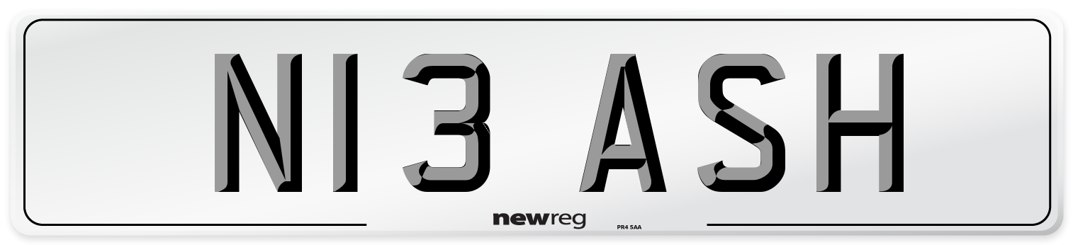 N13 ASH Front Number Plate