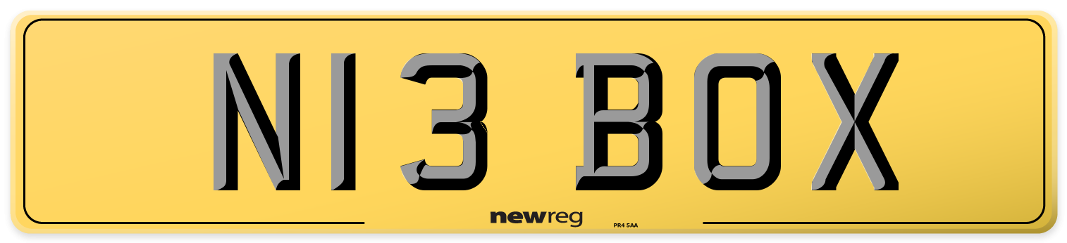 N13 BOX Rear Number Plate