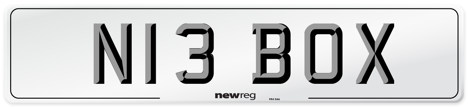 N13 BOX Front Number Plate