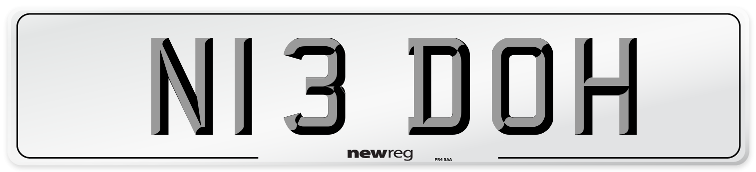 N13 DOH Front Number Plate