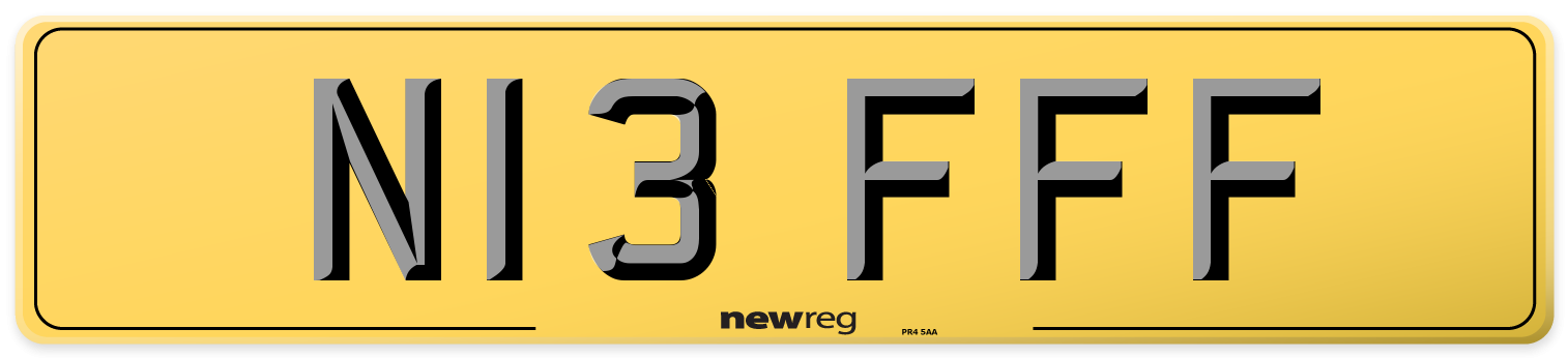 N13 FFF Rear Number Plate