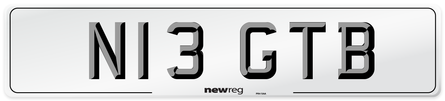 N13 GTB Front Number Plate