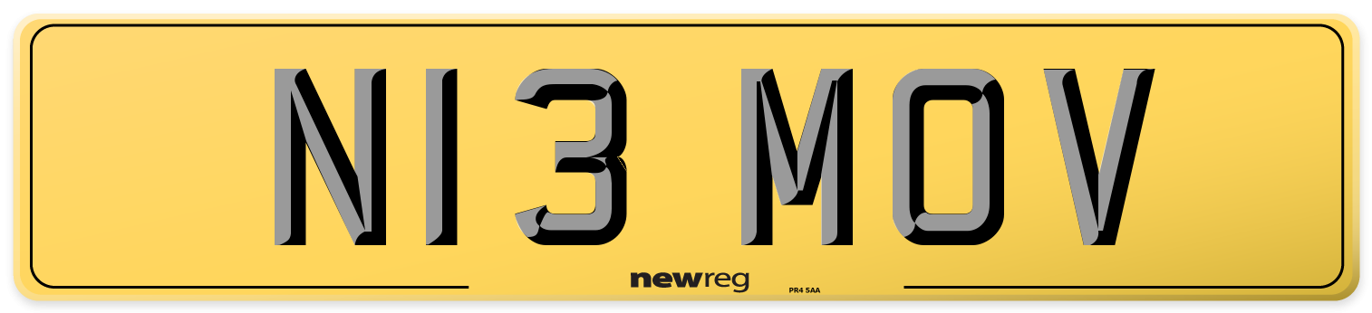 N13 MOV Rear Number Plate