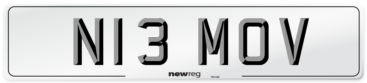 N13 MOV Front Number Plate