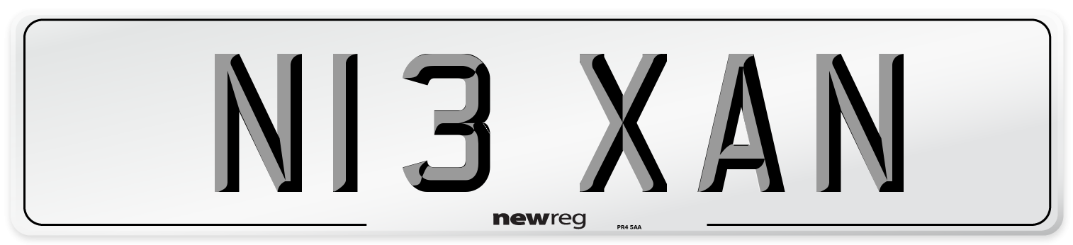 N13 XAN Front Number Plate
