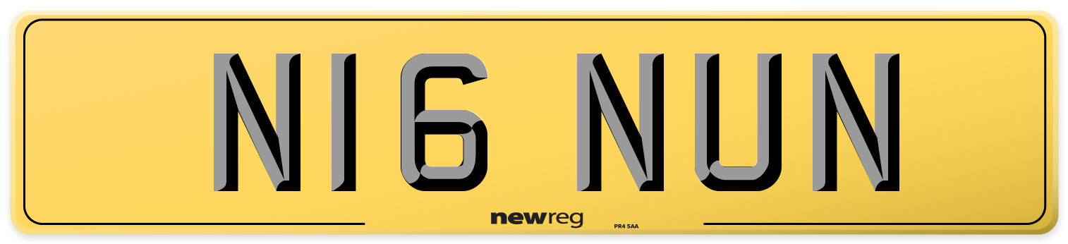 N16 NUN Rear Number Plate