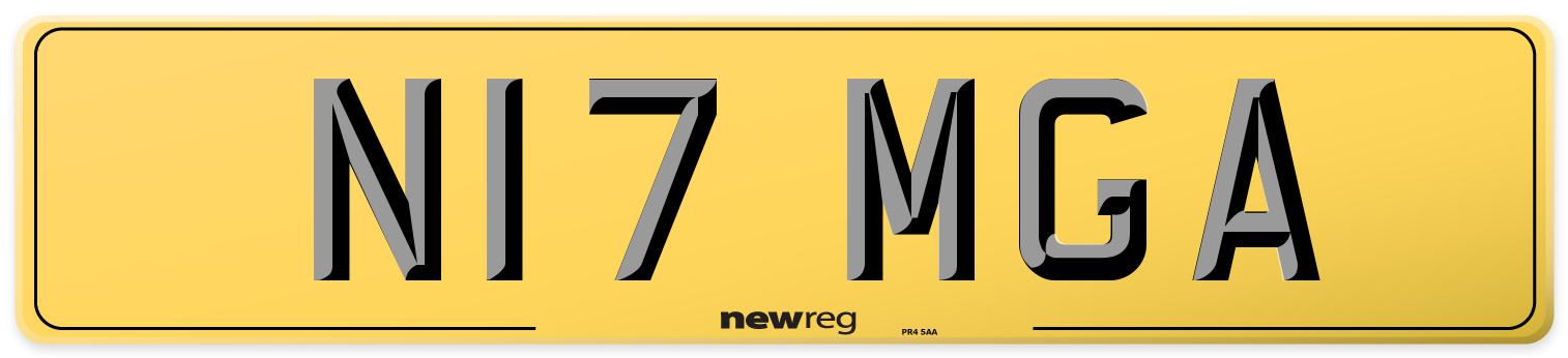 N17 MGA Rear Number Plate
