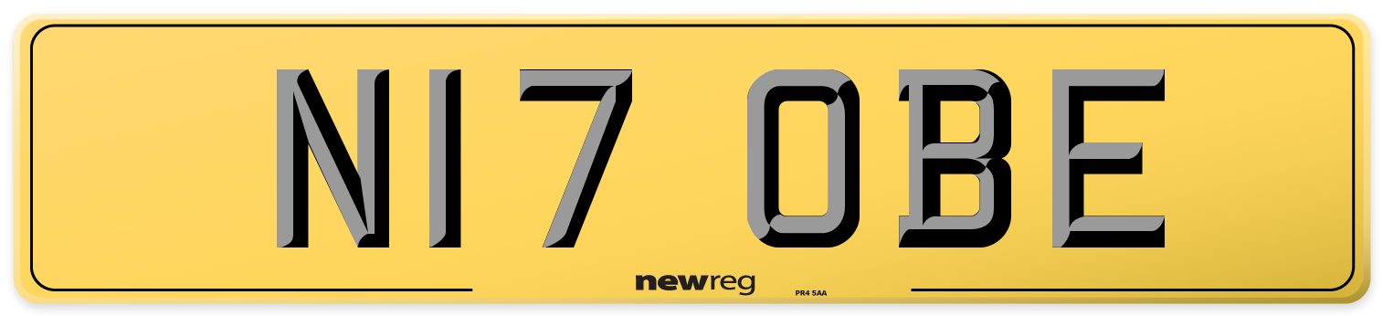 N17 OBE Rear Number Plate