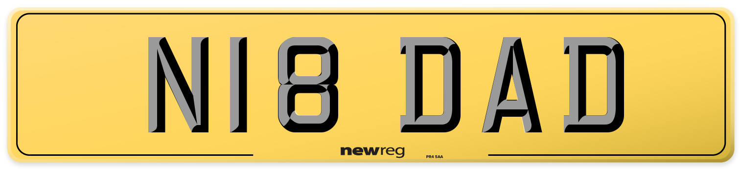N18 DAD Rear Number Plate