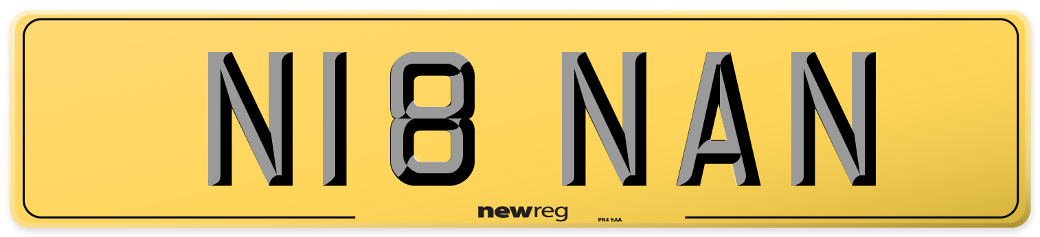 N18 NAN Rear Number Plate
