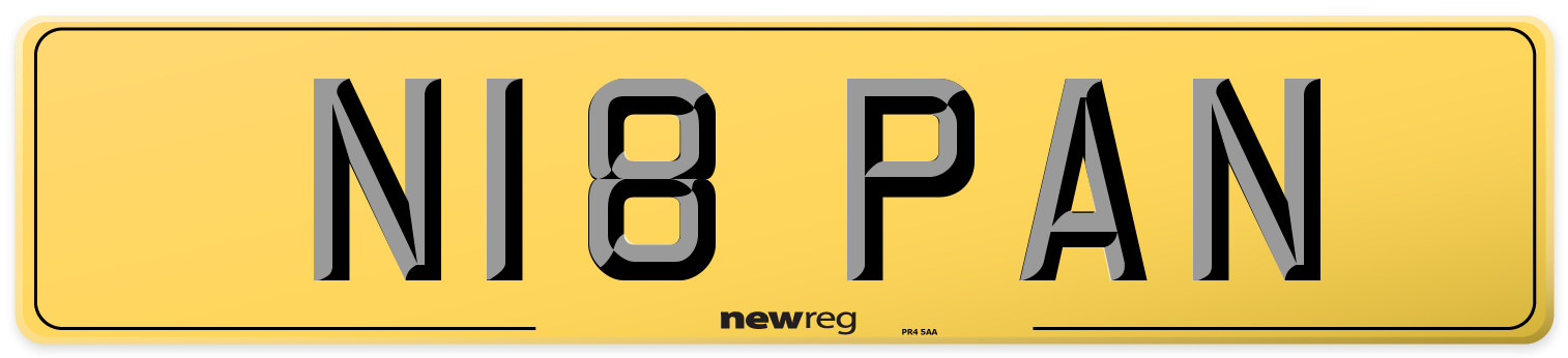 N18 PAN Rear Number Plate