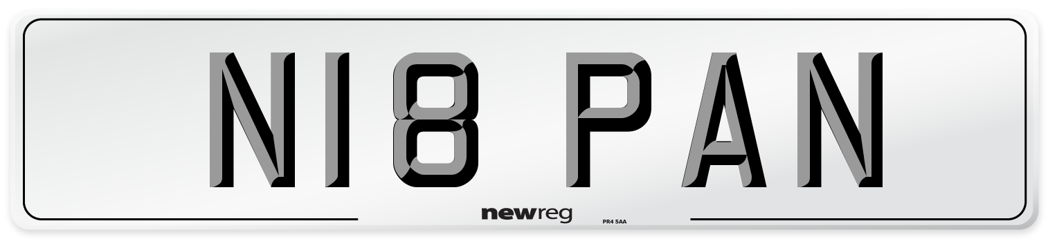N18 PAN Front Number Plate