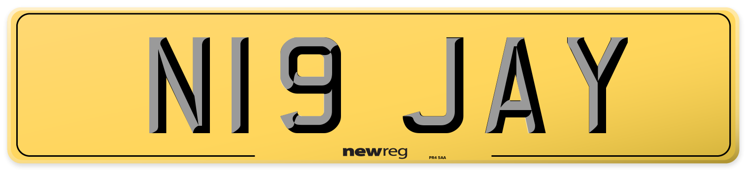 N19 JAY Rear Number Plate