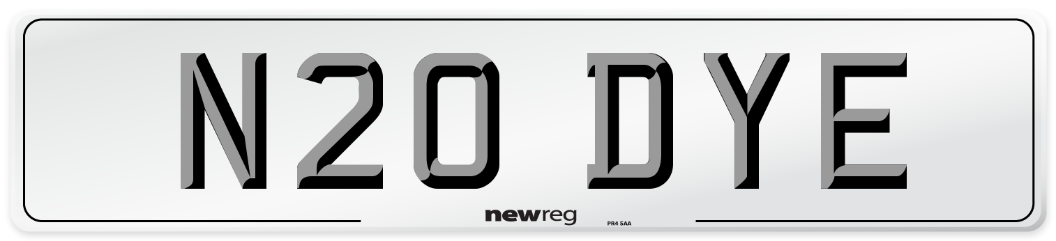 N20 DYE Front Number Plate