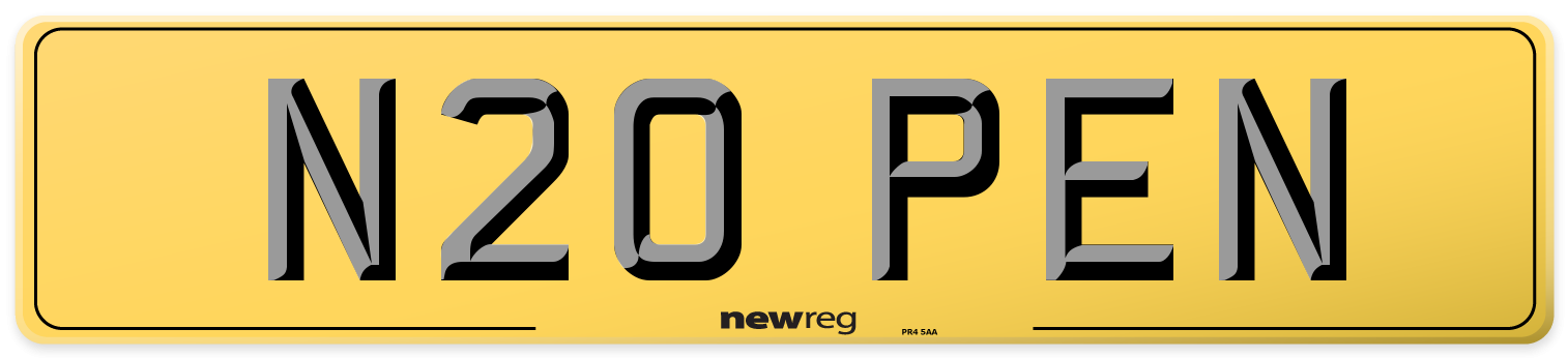 N20 PEN Rear Number Plate