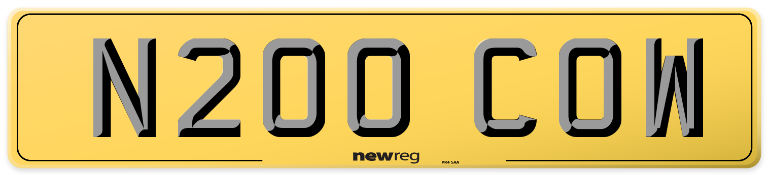 N200 COW Rear Number Plate