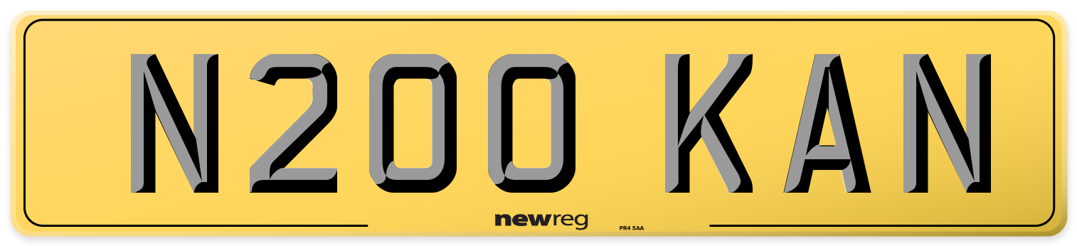 N200 KAN Rear Number Plate