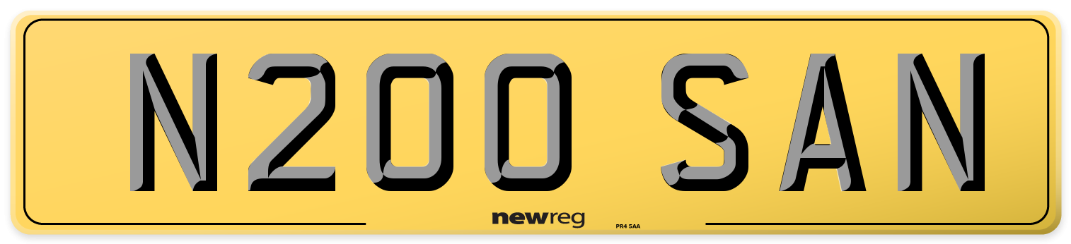 N200 SAN Rear Number Plate