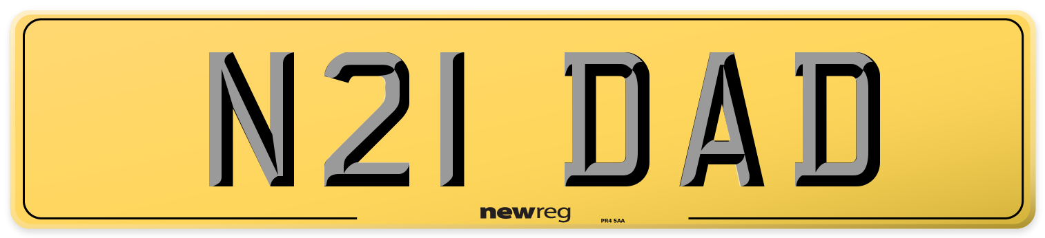 N21 DAD Rear Number Plate