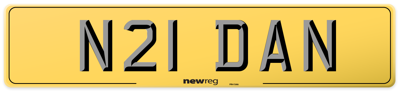 N21 DAN Rear Number Plate