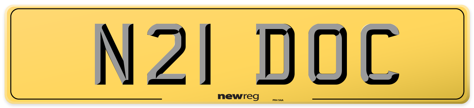 N21 DOC Rear Number Plate