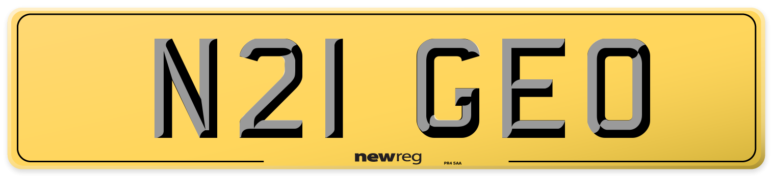 N21 GEO Rear Number Plate