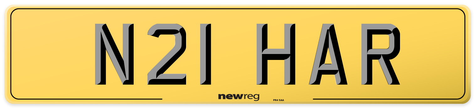 N21 HAR Rear Number Plate