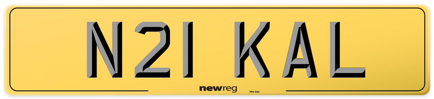 N21 KAL Rear Number Plate