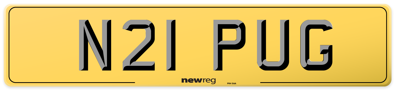 N21 PUG Rear Number Plate