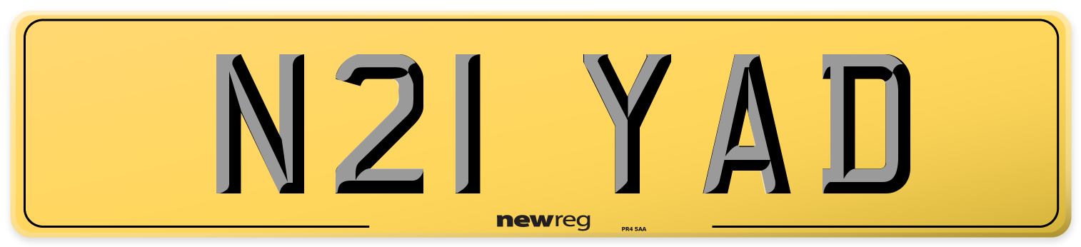 N21 YAD Rear Number Plate