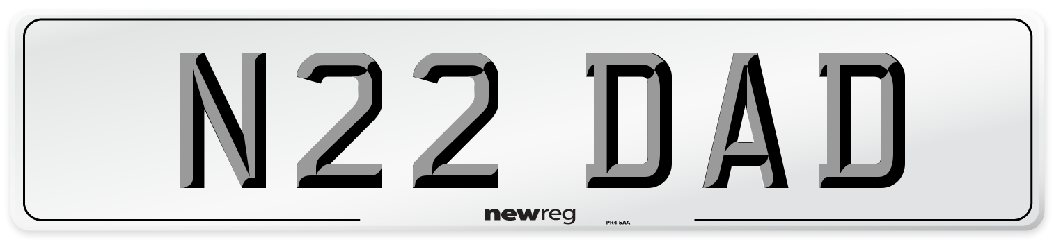 N22 DAD Front Number Plate