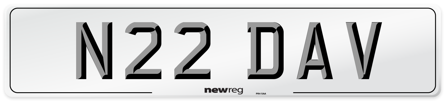 N22 DAV Front Number Plate