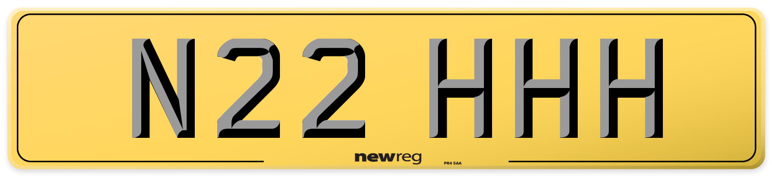 N22 HHH Rear Number Plate