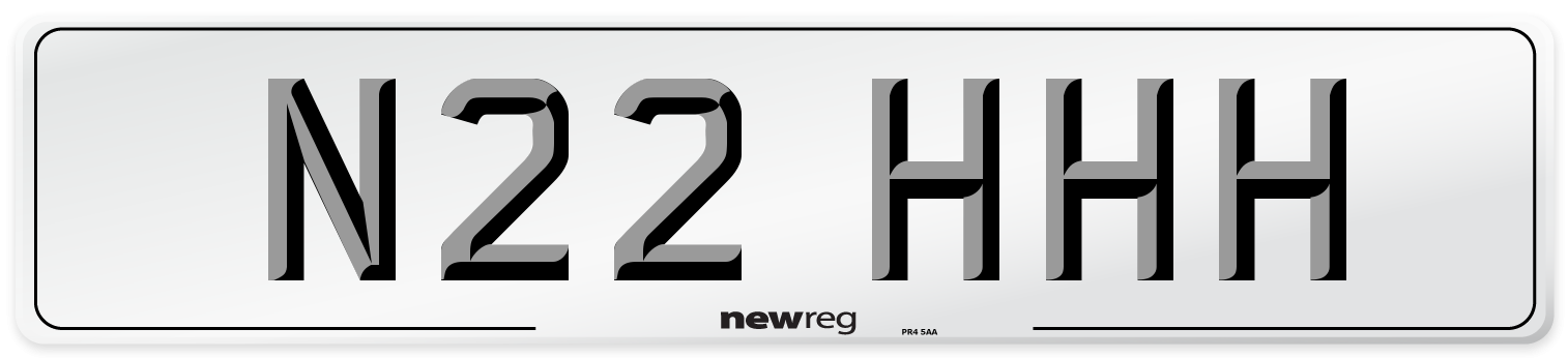 N22 HHH Front Number Plate