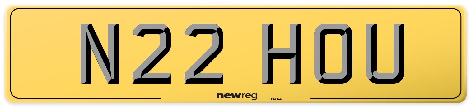 N22 HOU Rear Number Plate