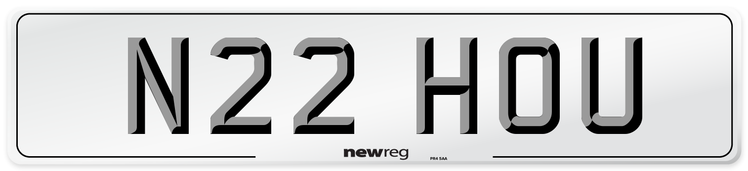 N22 HOU Front Number Plate