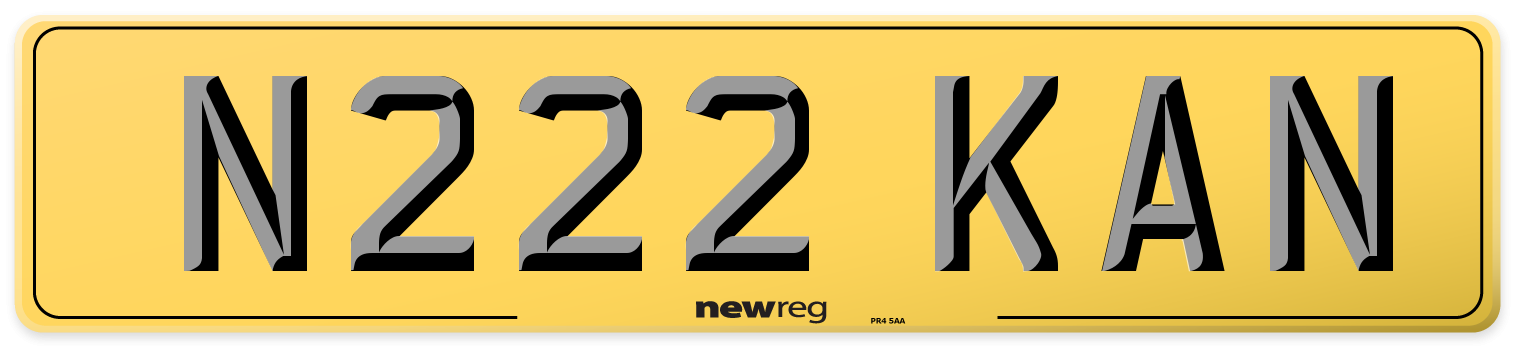 N222 KAN Rear Number Plate