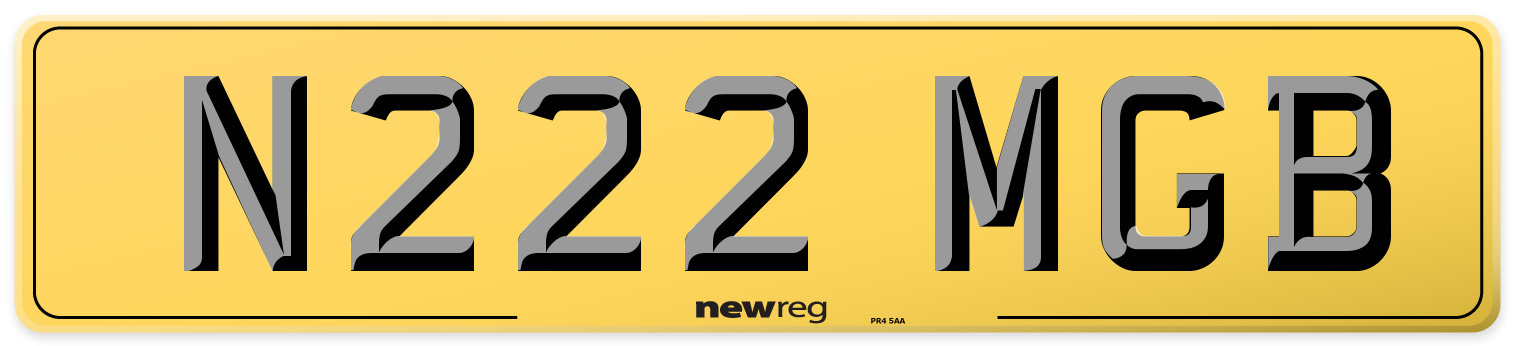 N222 MGB Rear Number Plate