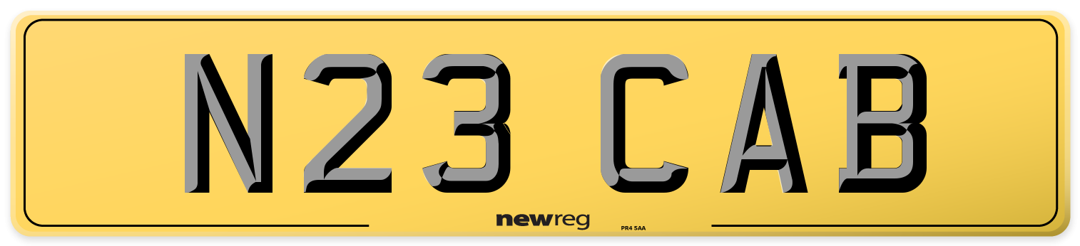 N23 CAB Rear Number Plate