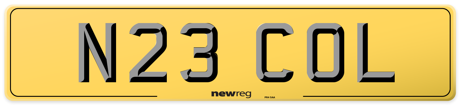 N23 COL Rear Number Plate