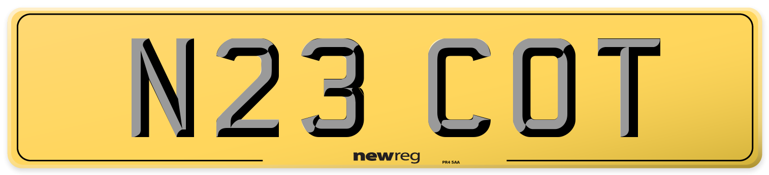 N23 COT Rear Number Plate