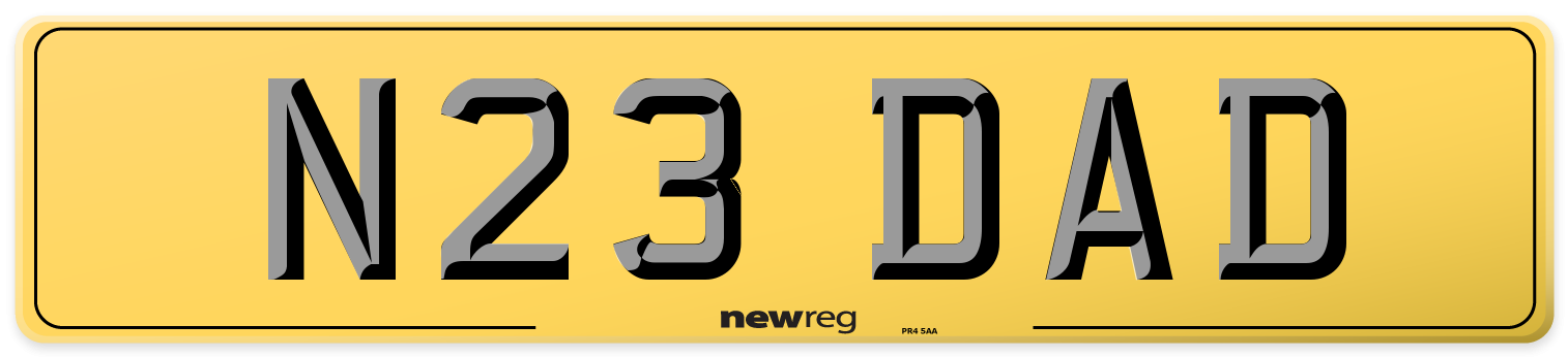 N23 DAD Rear Number Plate