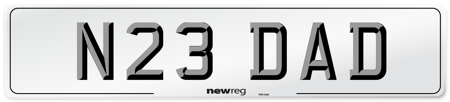 N23 DAD Front Number Plate