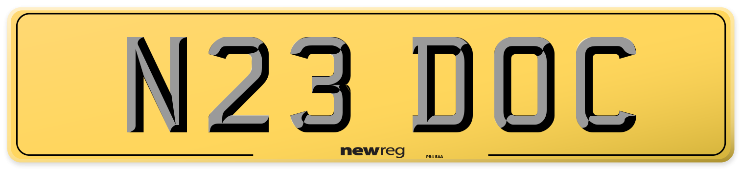 N23 DOC Rear Number Plate