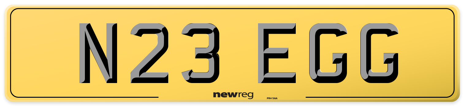 N23 EGG Rear Number Plate