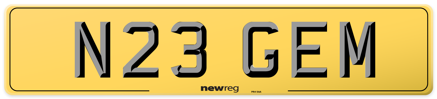 N23 GEM Rear Number Plate