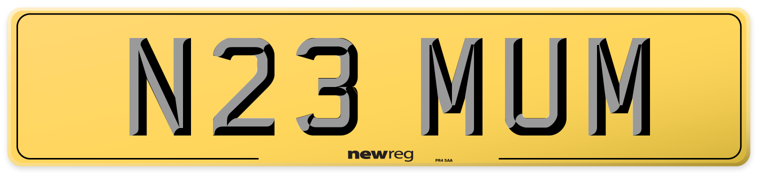 N23 MUM Rear Number Plate
