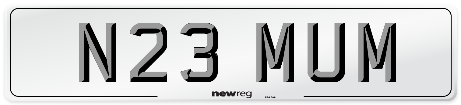 N23 MUM Front Number Plate