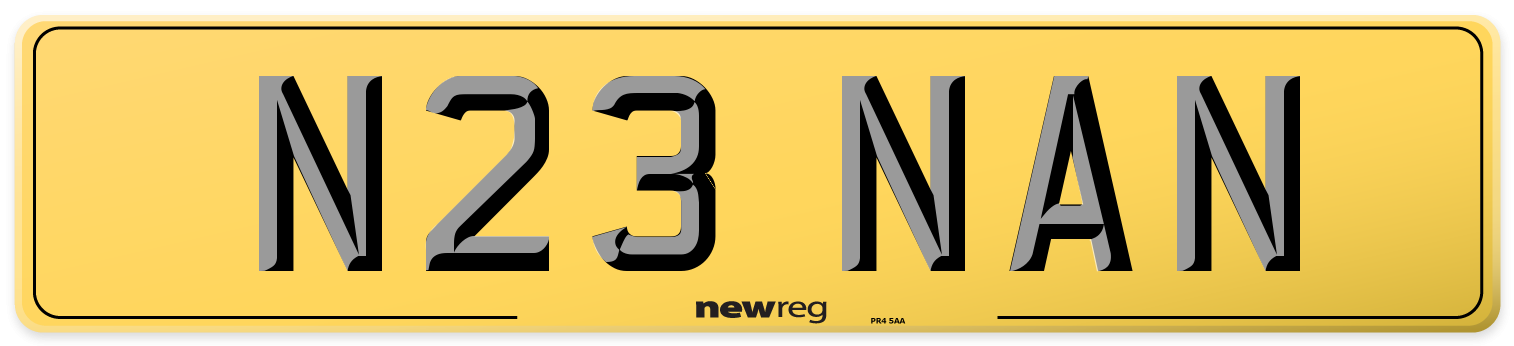 N23 NAN Rear Number Plate